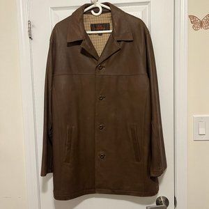 Large Danier leather coat. Wear present, as pictured